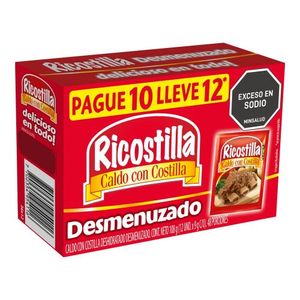 Caldo RICOSTILLA desmenuzado pague 10 lleve 12 sobres x9 g c/u