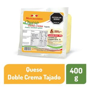 Queso Mercacentro Doble Crema Tajado x 400 g