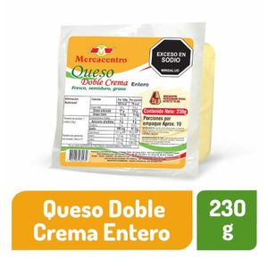 Queso Mercacentro Doble Crema Entero x 230 g