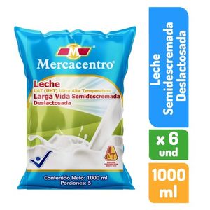 Leche Mercacentro Larga Vida Deslactosada 6 und x 1000 ml c/u