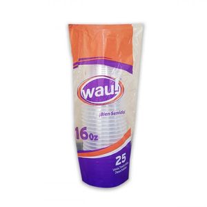 Vaso Wau Traslucido 16Oz x 25 und