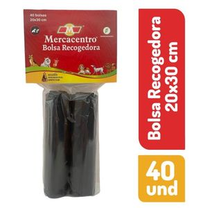 Bolsa Recogedora Mercacentro Negra 2 Rollos 20x30 cm x 20 und c/u