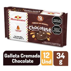 Galleta Mercacentro Cremada Chocolate x12 und 408 g