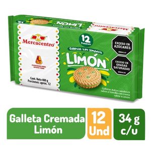 Galleta Mercacentro Cremada Limón x12 und 408 g