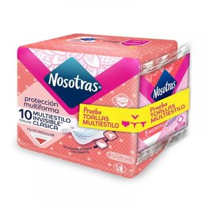 Toalla Nosotras Clásica Multiestilos x 10 Un + 5 und mlte