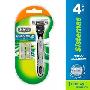 Maquina Schick Quattro Titanium Sensitive * 1Und + Repuesto * 2Und