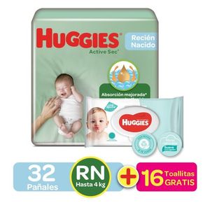 Pañal Huggies Activ Sec R.Nacido P30 Ll32 Ahorrapack