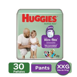 Pañal Huggies Active Sec Pants Talla XXG Ajustables 30 und