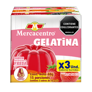 Gelatina Mercacentro Nf x 3 Fresa Naranja Mora x 120 g
