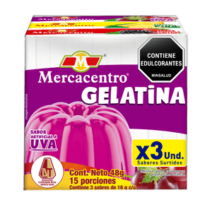 Gelatina Mercacentro Nf x 3 Uva Piña Frutos Rojos x 120 g