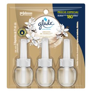 Glade ambientador aceites naturales abrazos de vainilla 3 repuestos, 63 ml
