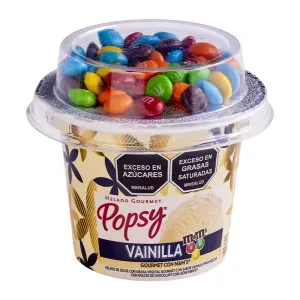 Helado Popsy Gourmet Vainilla Vaso Mas Topp MyM x 75 g