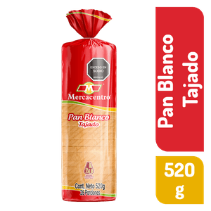 Pan Mercacentro Blanco Tajado x 520 g